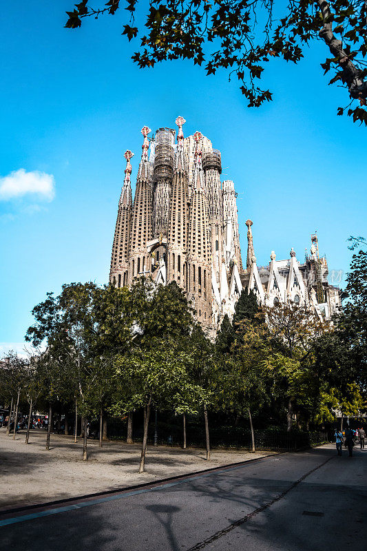 Park Near Sagrada Família In Barcelona, Spain